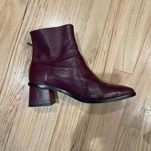 Topshop burgundy square toe ankle boots size 39